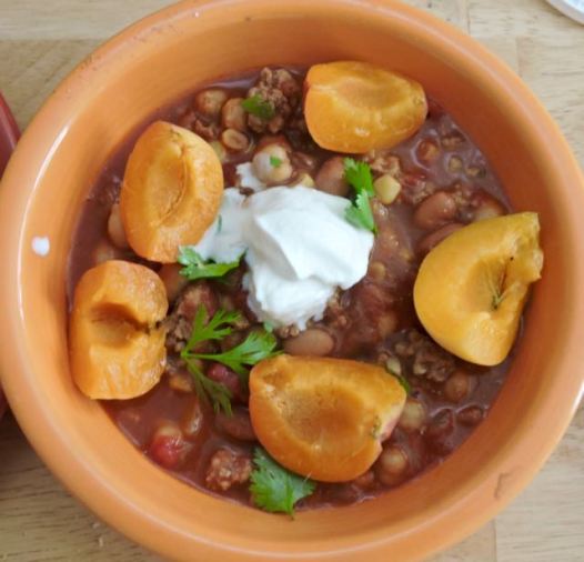 kitchen chili with apricots cilantro garlic from garden - 1