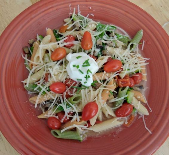 kitchen pasta tomatoes peppers herbs from the garden sept 17 - 1
