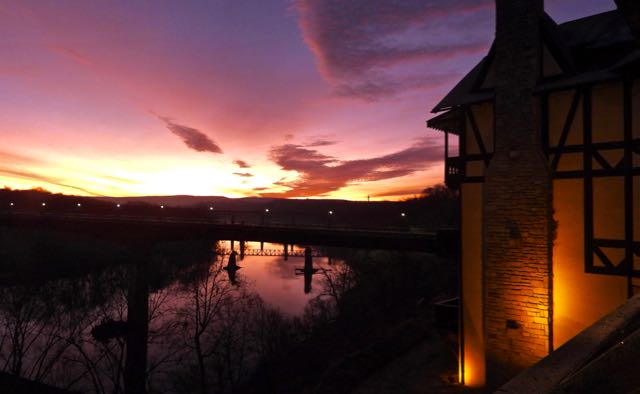 potomac valley potomac and bavarian inn at shepherdstown toward downstream sunrise dec 14 2022 - 1